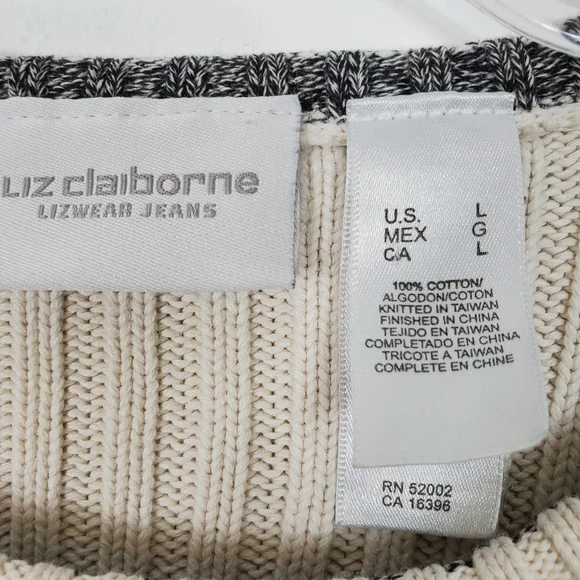 LIZ CLAIBORNE LIZWEAR JEANS COTTON RIBBED SWEATER - Picture 3 of 5